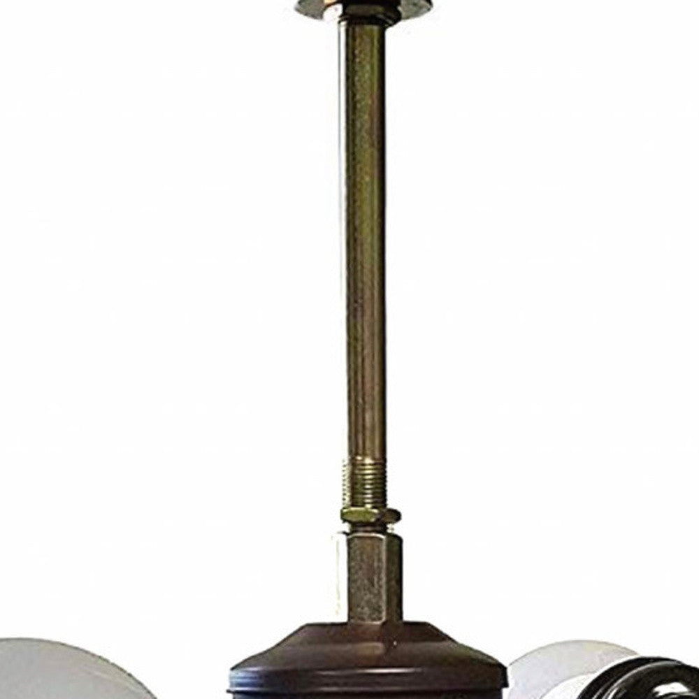 22" Dark Brown Metal Two Light Candlestick Table Lamp With Ivory Shade