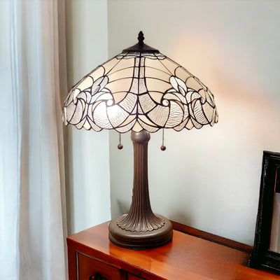 24" Dark Brown Metal Two Light Candlestick Table Lamp With Dark Brown Shade 