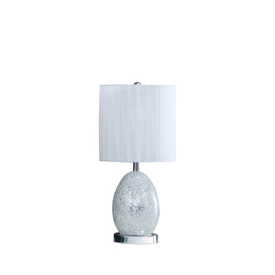 20" White Luster Mirrored Glass Table Lamp With Night Light 