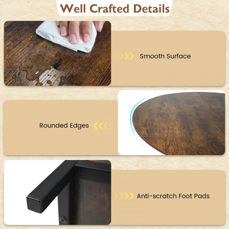 47 Inch Round Dining Table for 4-6 People Large Kitchen Table with 2-Tier Storage Shelves-Rustic Brown