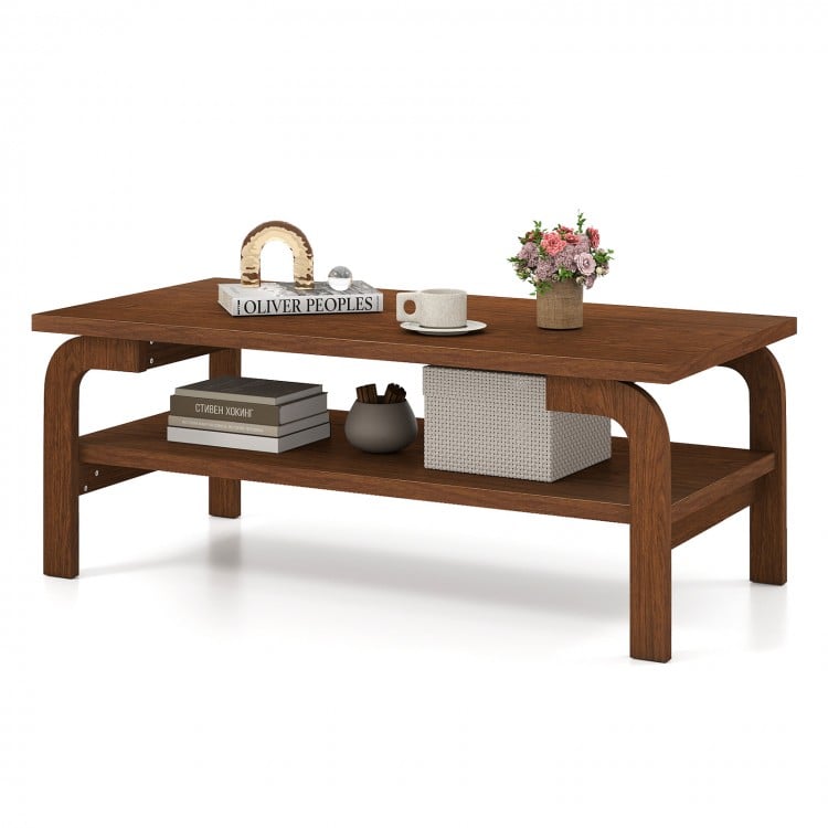 47 Inches Accent Rectangular Coffee Table for Living Room-Walnut