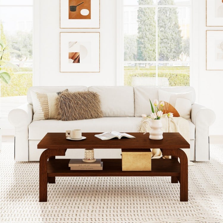 47 Inches Accent Rectangular Coffee Table for Living Room-Walnut