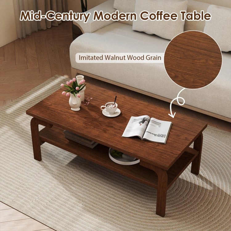 47 Inches Accent Rectangular Coffee Table for Living Room-Walnut