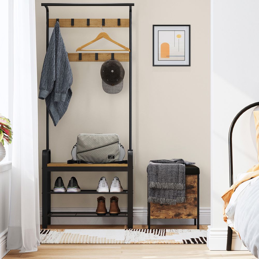VASAGLE Coat Rack with Shoe Bench for Entryway 