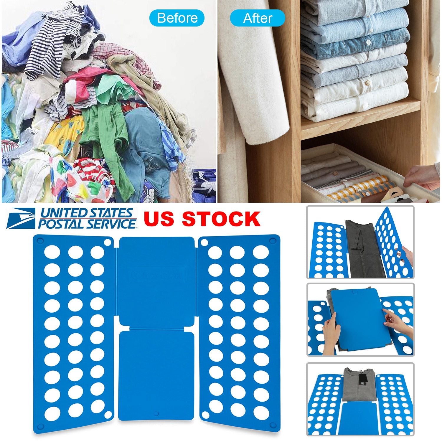 Shirt Folding Board Durable Plastic T-Shirts Clothes Folder 23x27.5inch Plastic Laundry Clothes Flip Fold Laundry Room Organizer