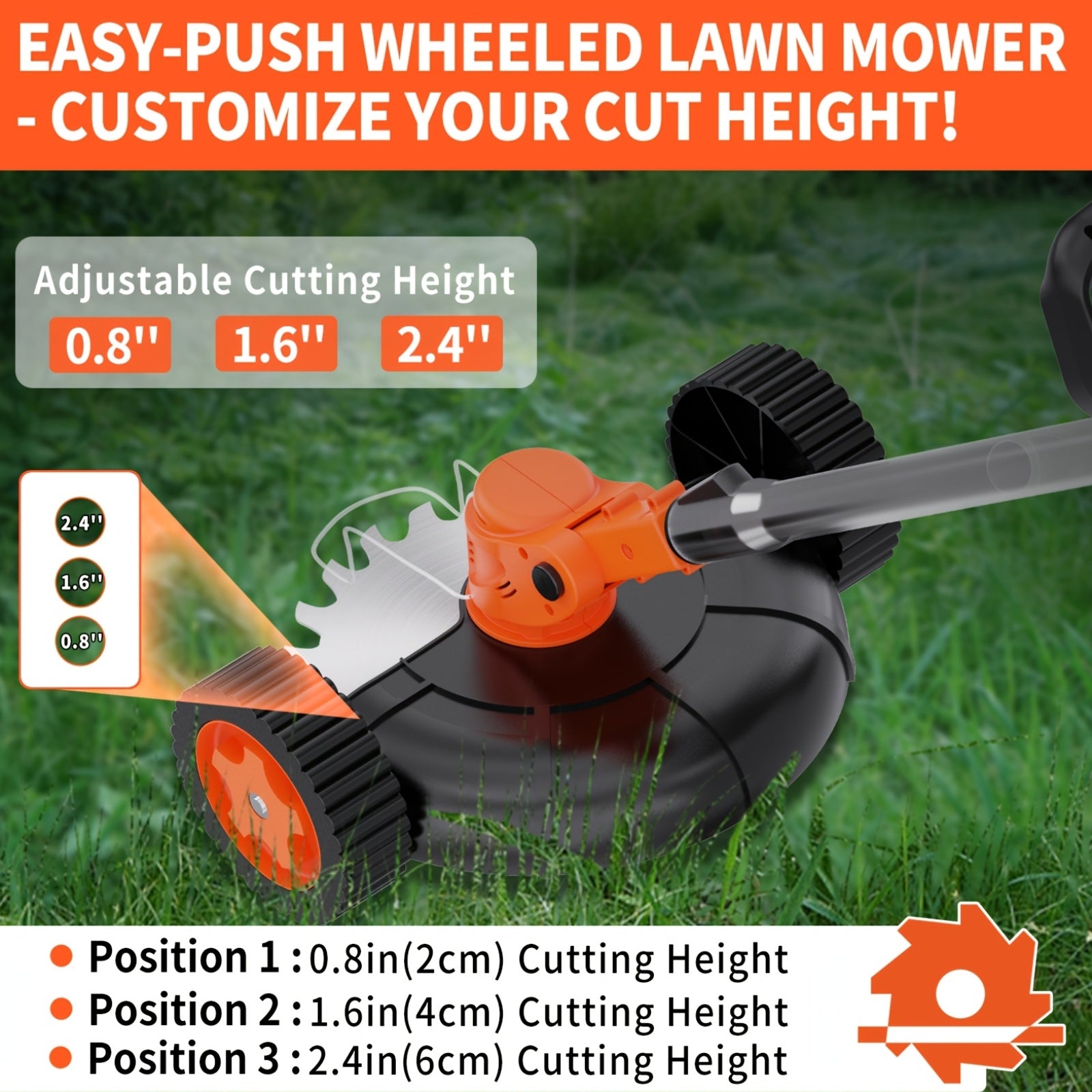 Portable Cordless Electric Lawn Mower, Grass Trimmer Handheld Weeder with 4 Different Blade Models and Two Large Capacity Lithium Batteries, Suitable for Outdoor and Patio Use, Includes Charger 