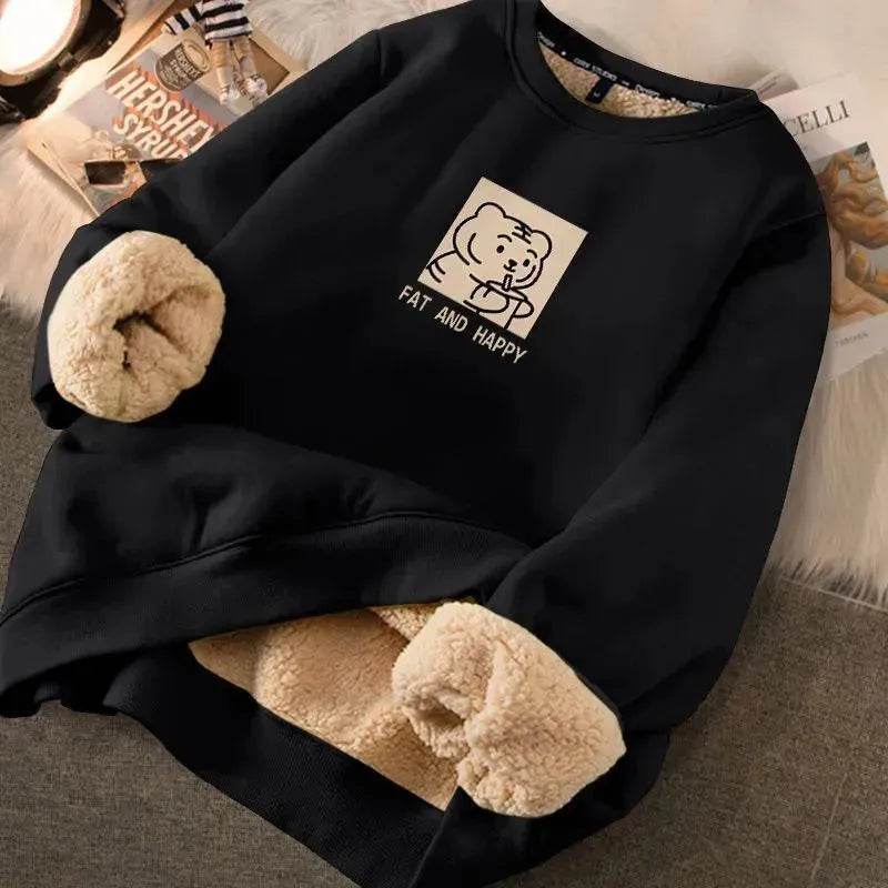Autumn Winter Fleece-lined thick sweatshirt Pullover top for men 