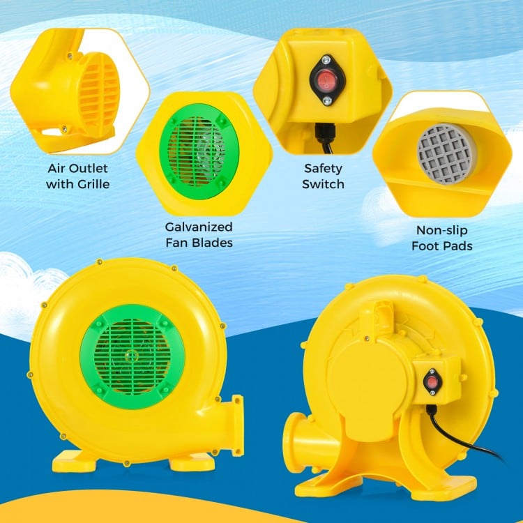 480W Bounce House Blower with Handle and Ground Stakes