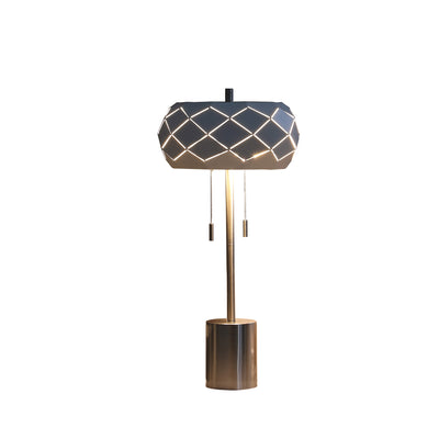 28" Silver Metal Table Lamp With Geometric Laser Cut Metal Shade 