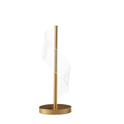 19" Gold Modern Swirl Metal and  Acrylic LED Table Lamp 