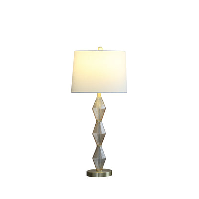 30" Brushed Gold Geo Glass Table Lamp With Shade 
