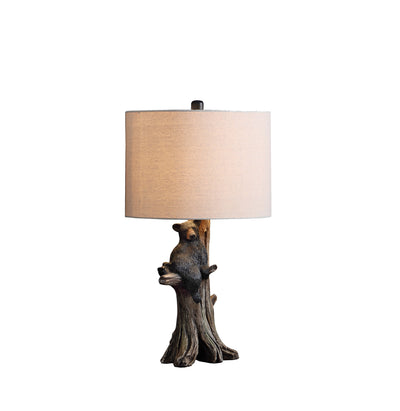 25" Black Blear in a Tree  Table Lamp With Beige Shade 