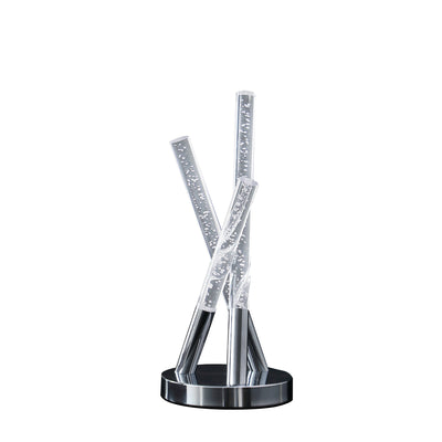 15" Silver Acrylic and Metal Three Rod Abstract  Table Lamp 
