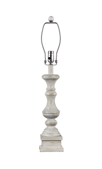 29" White Table Lamp With Gray and White Seashell Postcard Shade 
