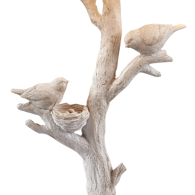 22" White Birds in a Tree Table Lamp With White Drum Shade 
