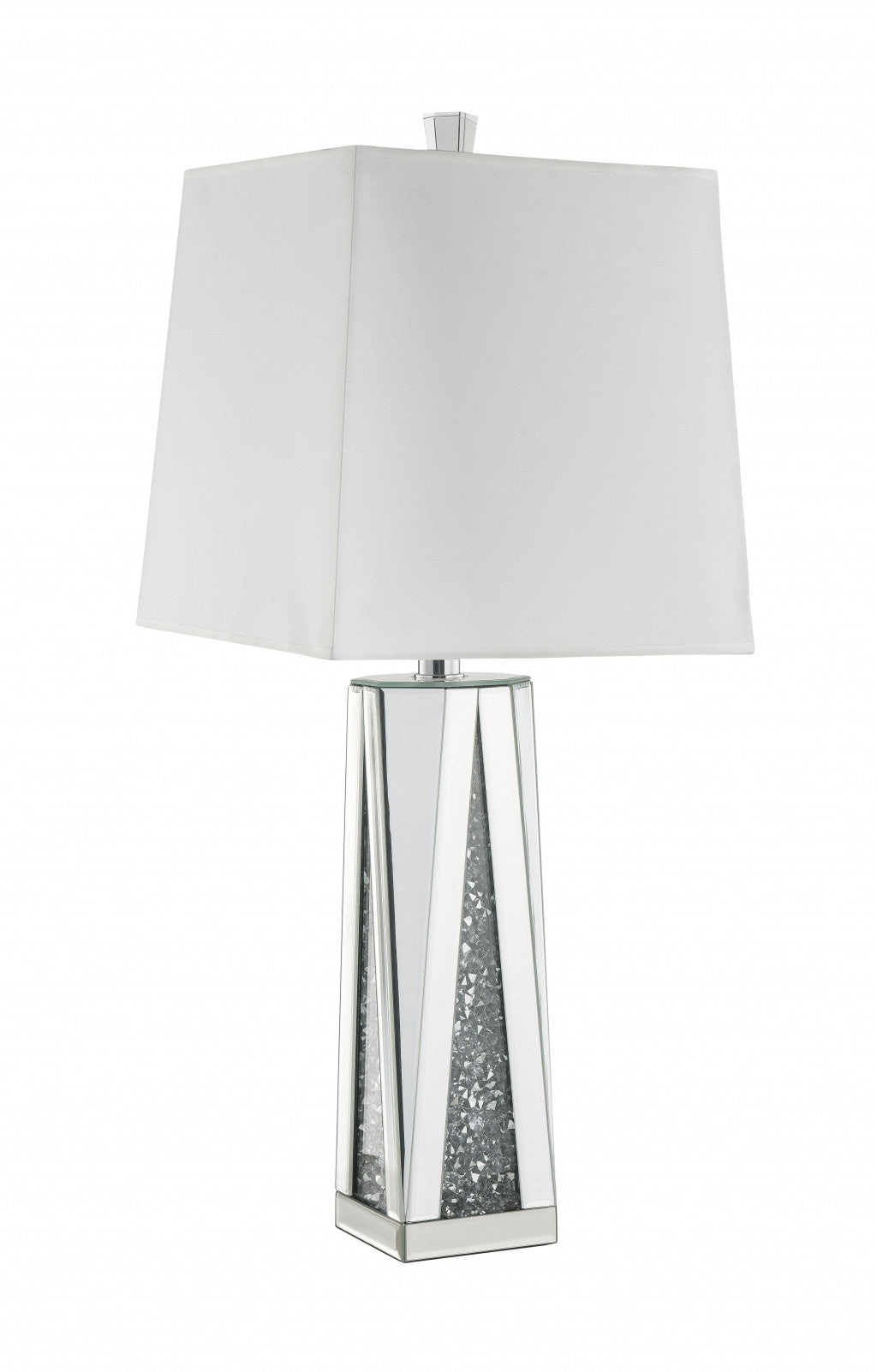 35" Clear Glass Table Lamp With White Square Shade 