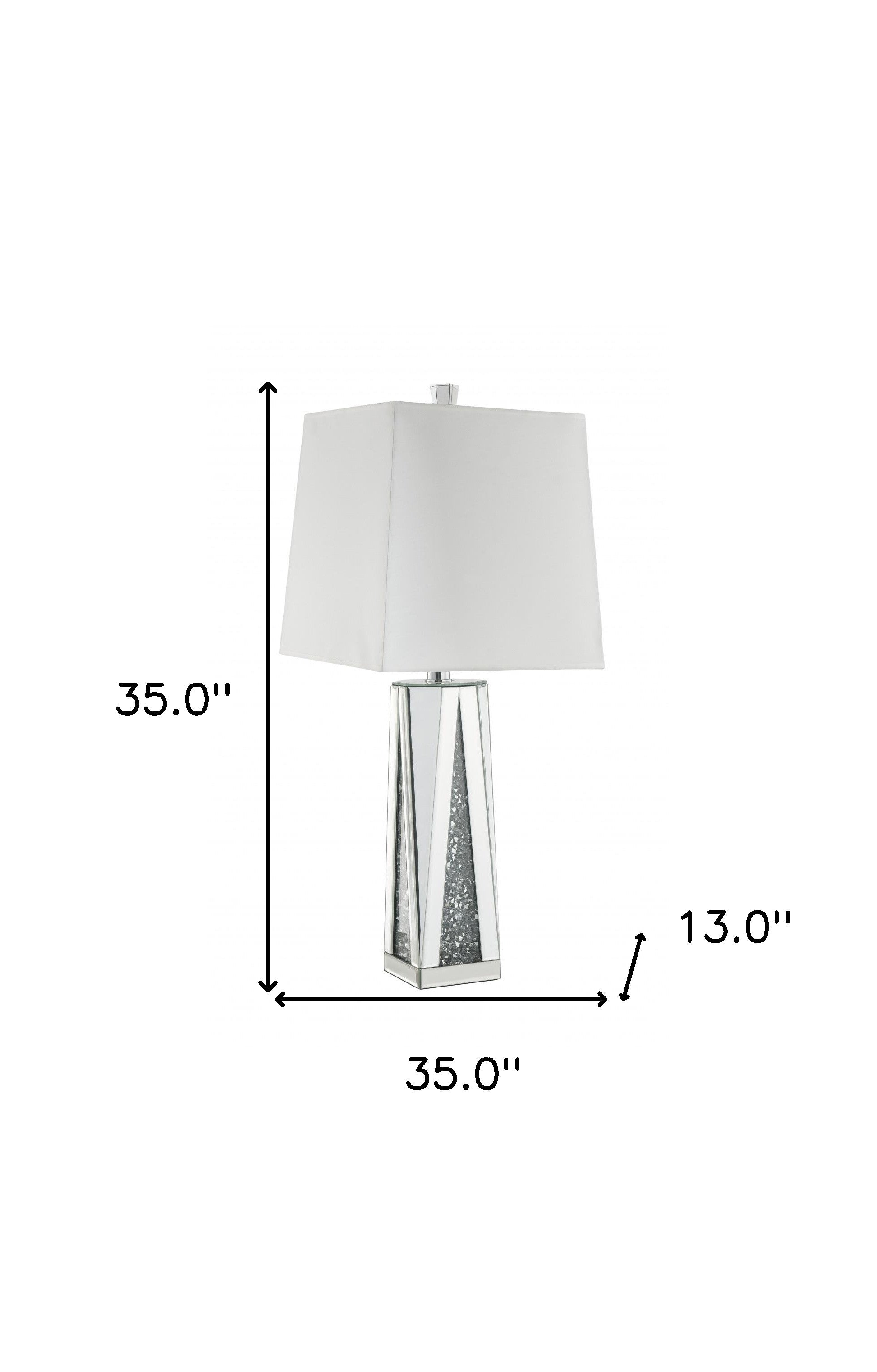 35" Clear Glass Table Lamp With White Square Shade 