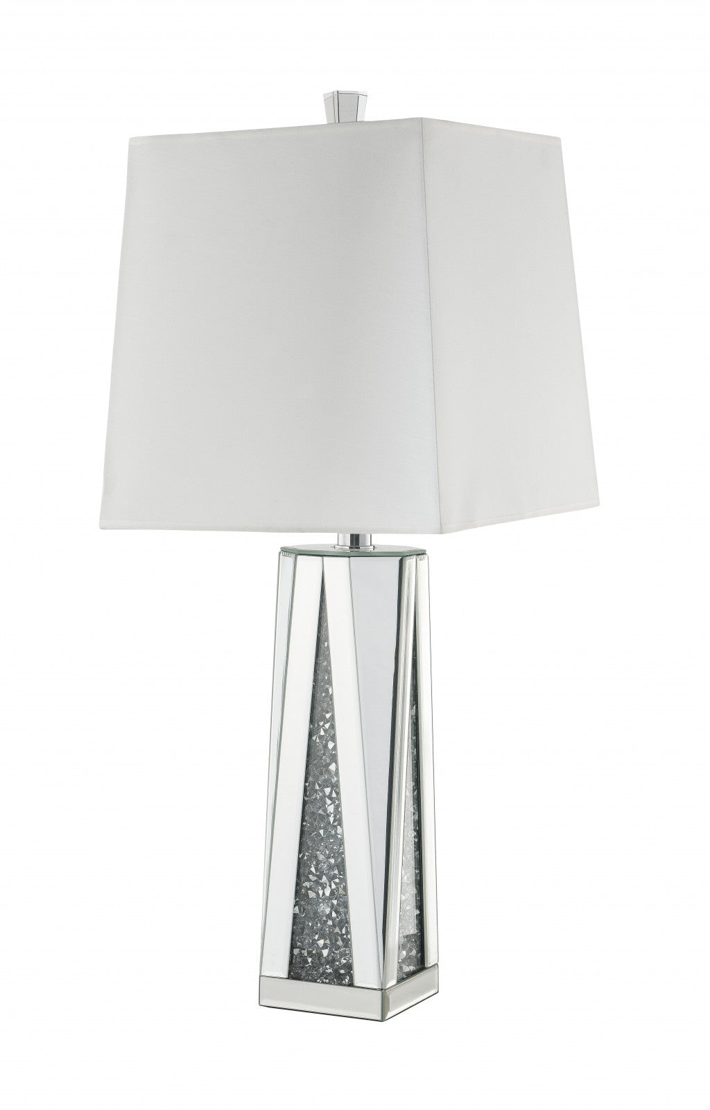 35" Clear Glass Table Lamp With White Square Shade 