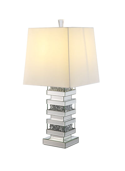 30" Clear Glass Table Lamp With White Empire Shade 