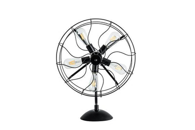 24" Black Industrial Fan Design Metal Table Lamp 