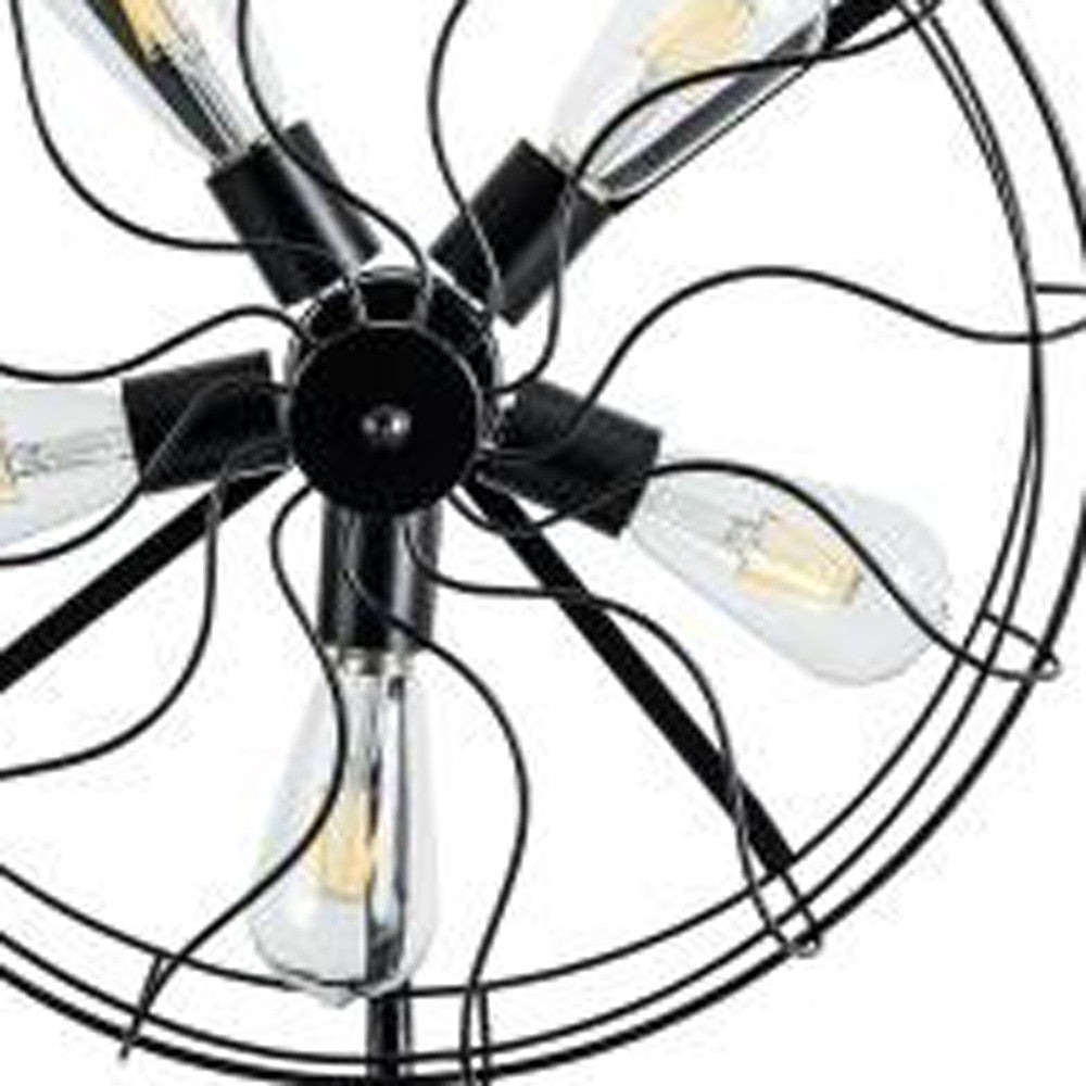 24" Black Industrial Fan Design Metal Table Lamp 