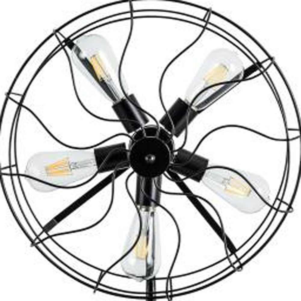 24" Black Industrial Fan Design Metal Table Lamp 