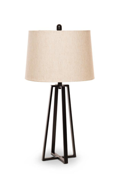 Set of Two 29" Black Acrylic Geometric Table Lamps With Beige Empire Shade 