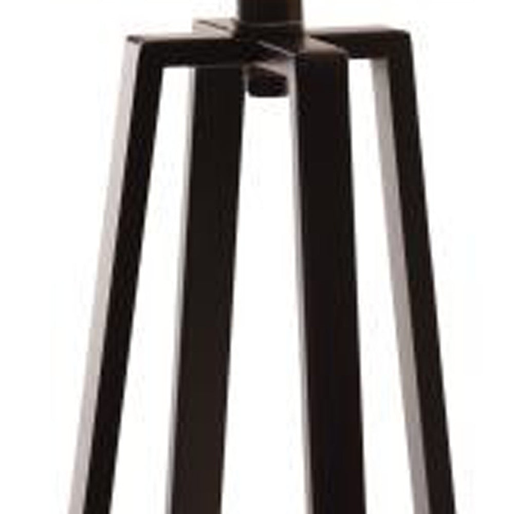 Set of Two 29" Black Acrylic Geometric Table Lamps With Beige Empire Shade 