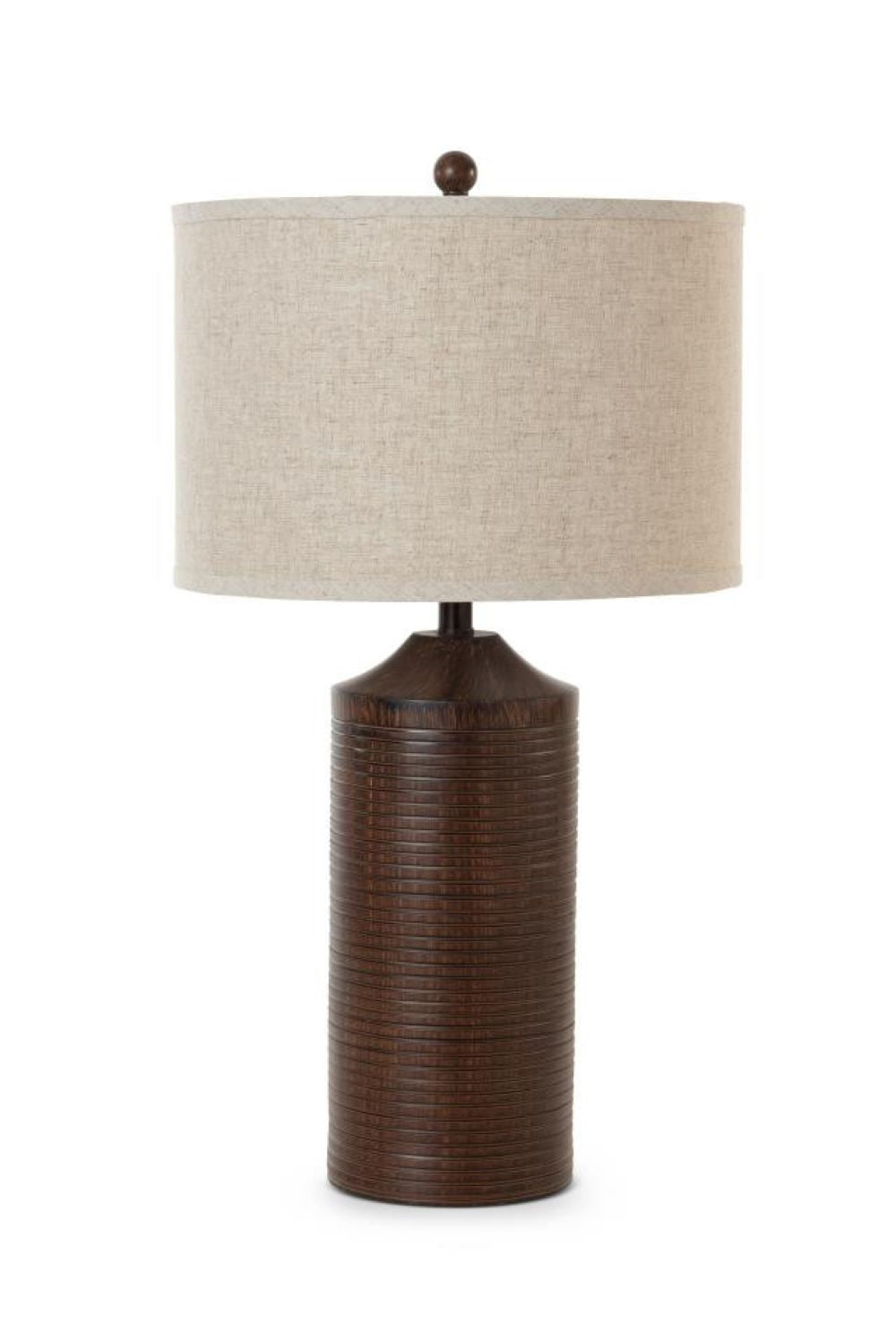 31" Brown Usb Table Lamps With Beige Drum Shade