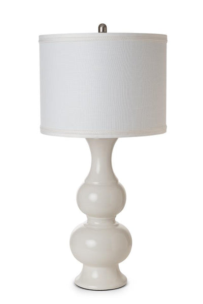 Set Of Two 34" Off White Ceramic Table Lamps With White Drum Shade 