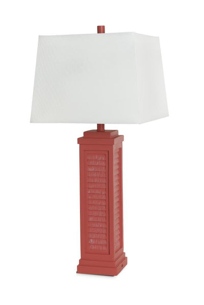 32" Red Table Lamp With White Rectangular Shade 