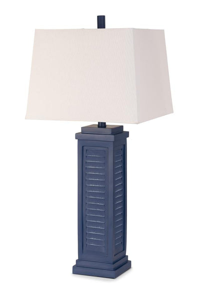 Set Of Two 32" Blue Shutter USB Table Lamps With White Square Shades 