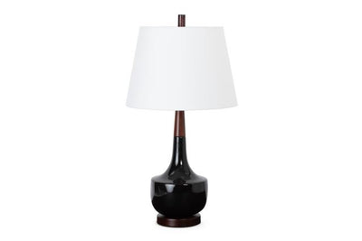 28" Black Ceramic Genie Table Lamp With White Shade 