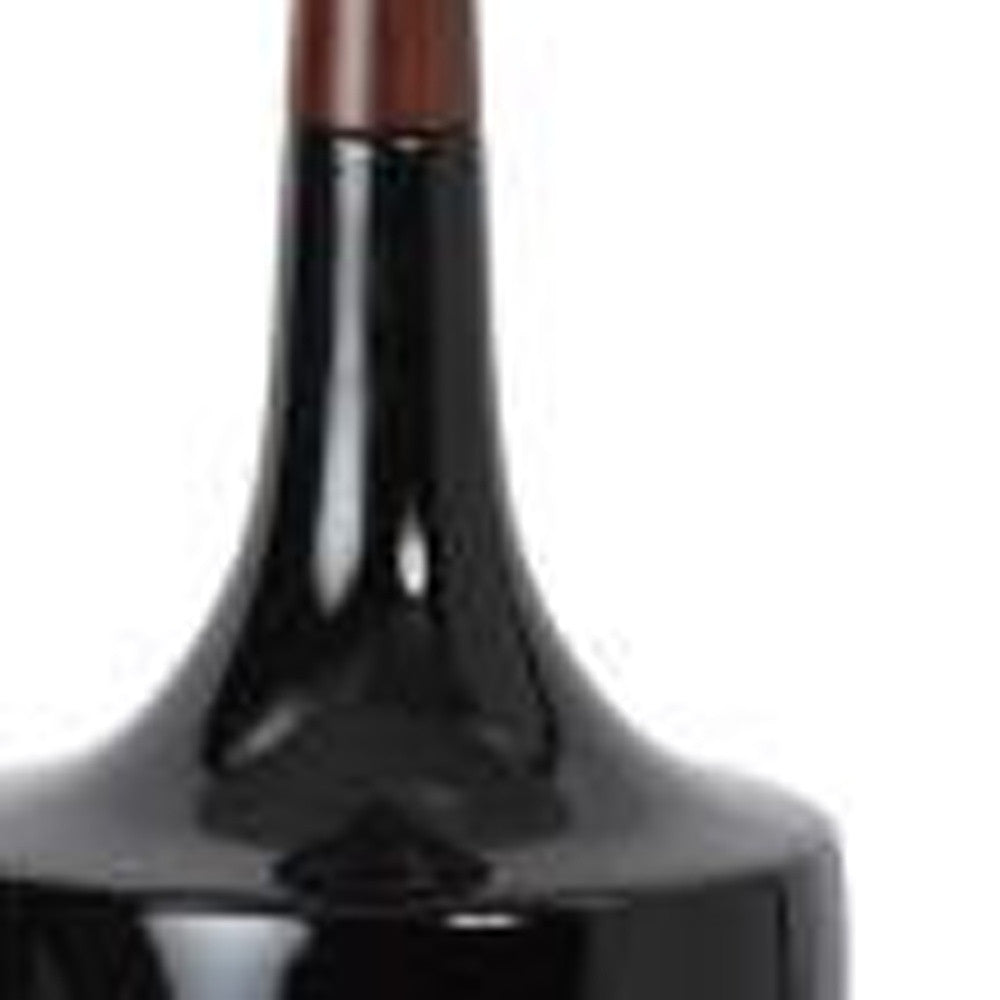 28" Black Ceramic Genie Table Lamp With White Shade 