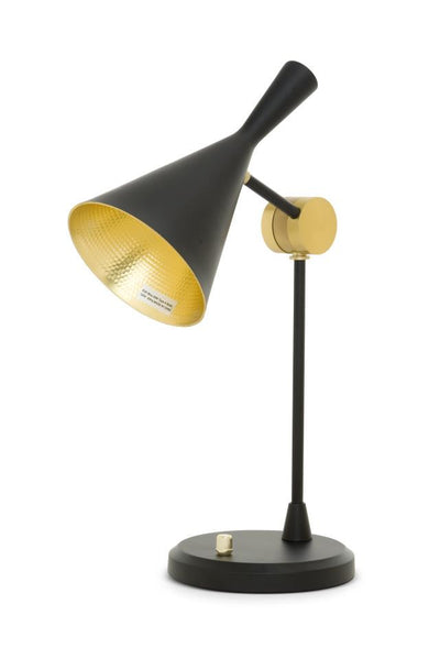 23" Black Metal Desk Table Lamp With Black and Gold Cone Shade 