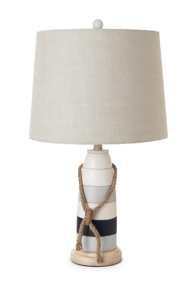Set Of Two 27" Off White And Brown Table Lamps With Grey Empire Shade 