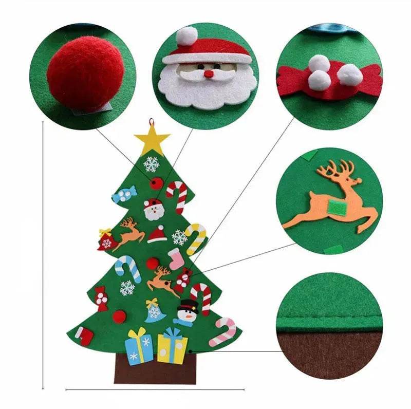 DIY Felt Christmas Tree New Year Toddler Kids Handmade Gift Toys Door Wall Hanging Ornaments Holiday Party Home Decor Set 