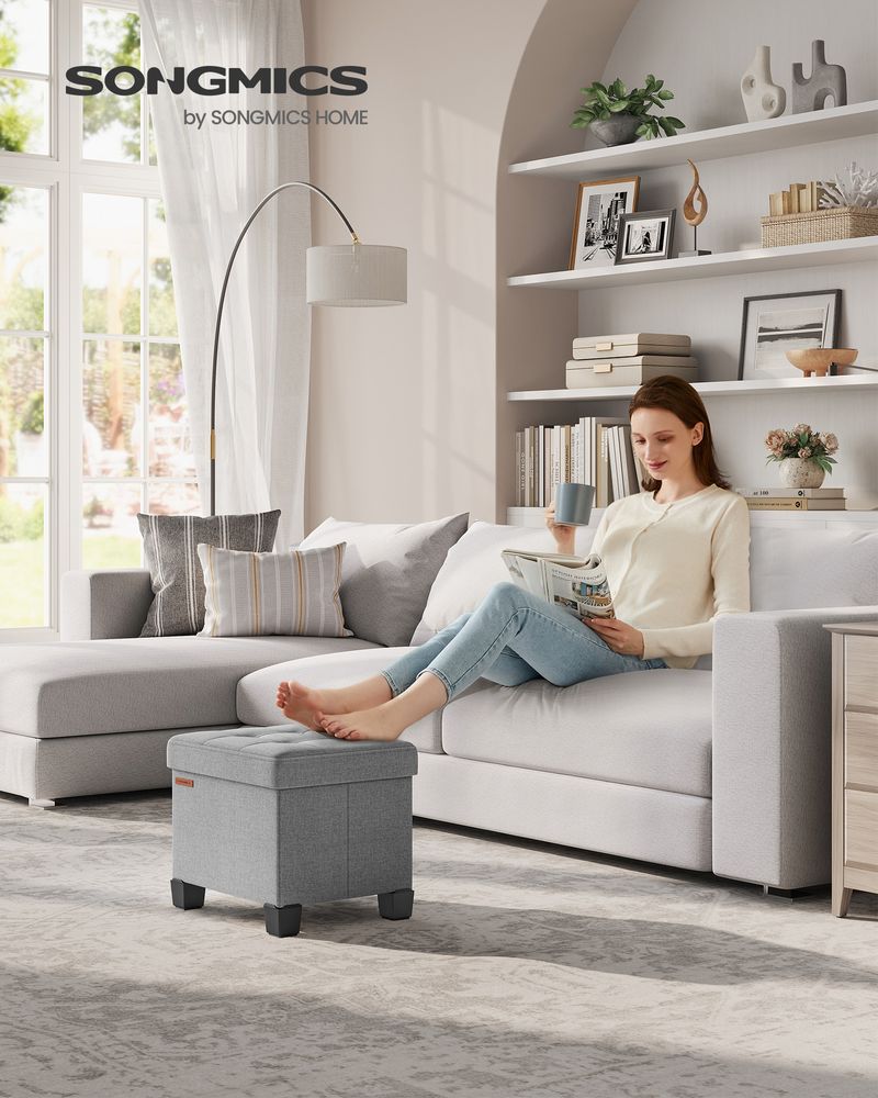 SONGMICS Small Ottoman Foot Rest with Legs 