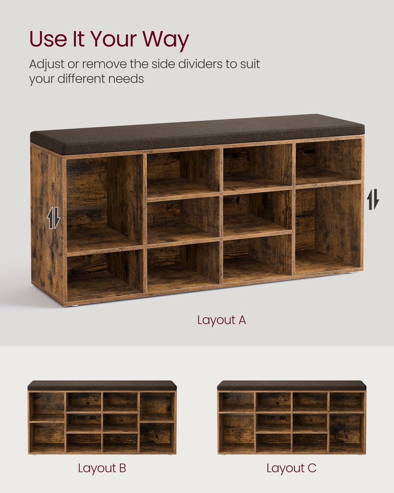 VASAGLE Shoe Bench with Cushion 