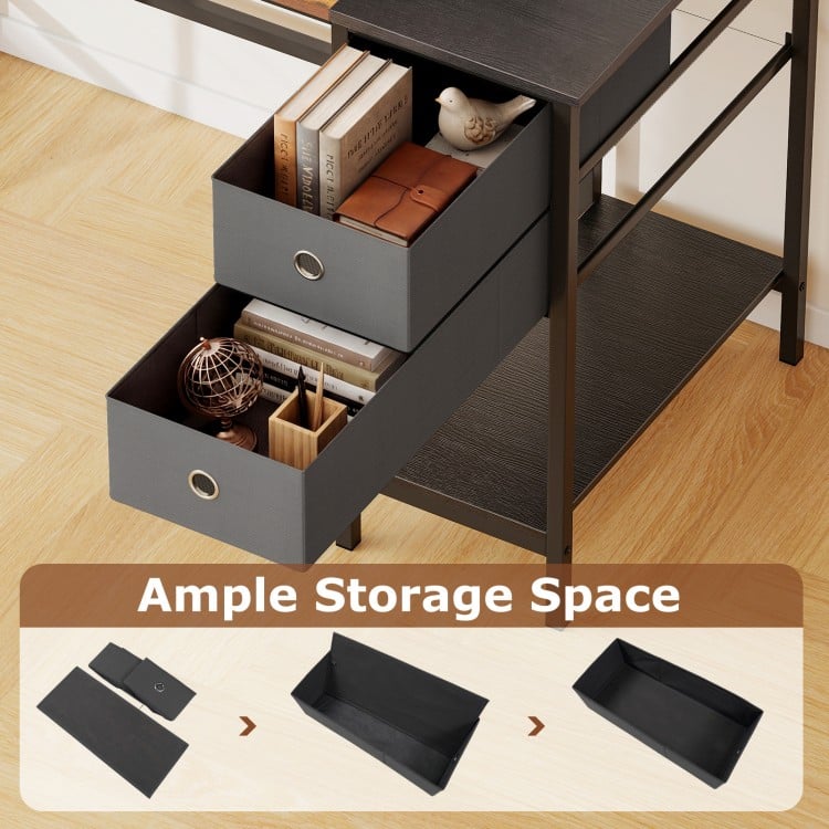 48 Inch Computer Desk with 2 Fabric Drawers Industrial Home Office Desk-Rustic Brown