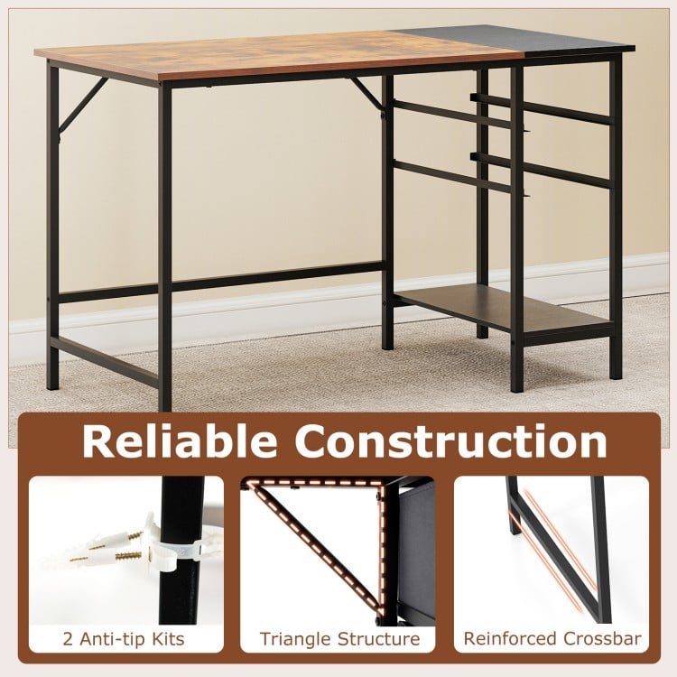 48 Inch Computer Desk with 2 Fabric Drawers Industrial Home Office Desk-Rustic Brown