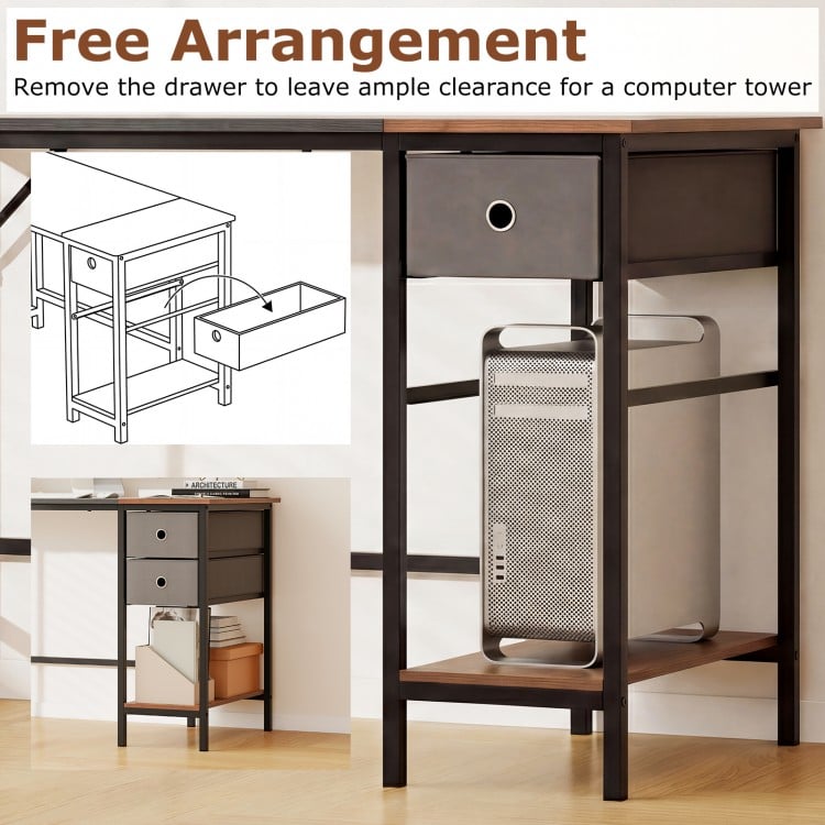 48 Inch Computer Desk with 2 Fabric Drawers Industrial Home Office Desk-Black
