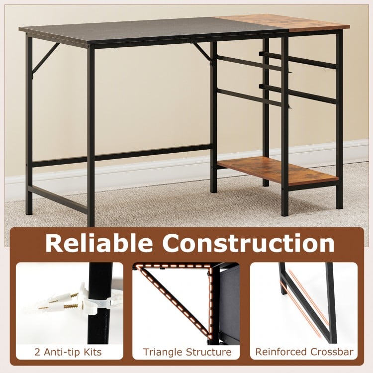 48 Inch Computer Desk with 2 Fabric Drawers Industrial Home Office Desk-Black