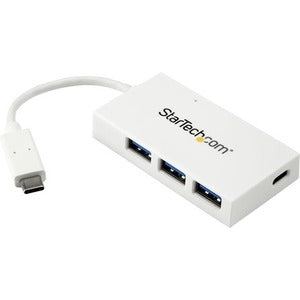 4 Port USB C Hub with 1x USB-C & 3x USB-A (SuperSpeed 5Gbps) - USB Bus Powered - Portable/Laptop USB 3.0 Type-C Hub - White 