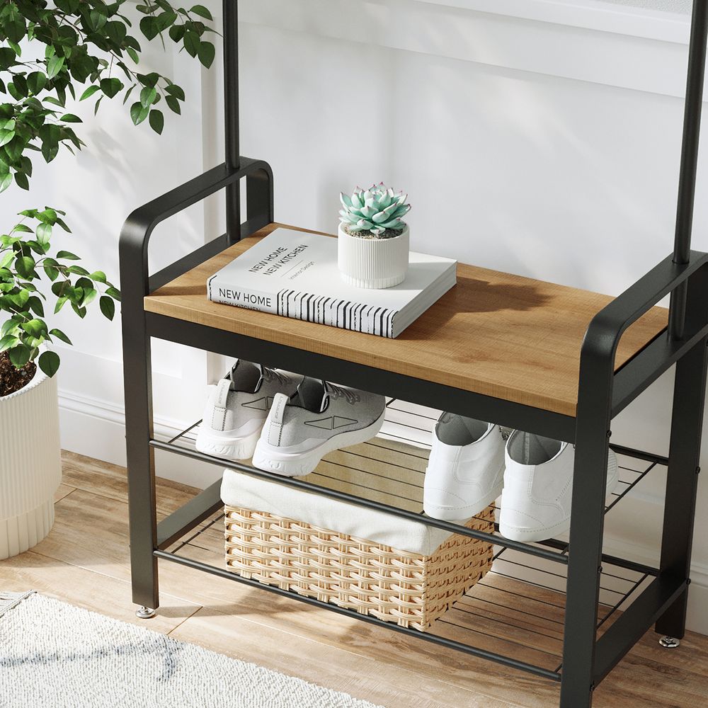 VASAGLE Coat Rack with Shoe Bench for Entryway 