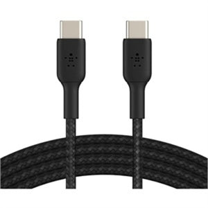 Belkin 60W USB-C to USB-C Cable - 480 Mbps - Nylon, Braided - M/M - 2m/6.6ft - Black 