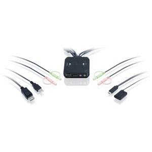 IOGEAR 2-port 4K KVM Switch with DisplayPort, USB-C and Audio 