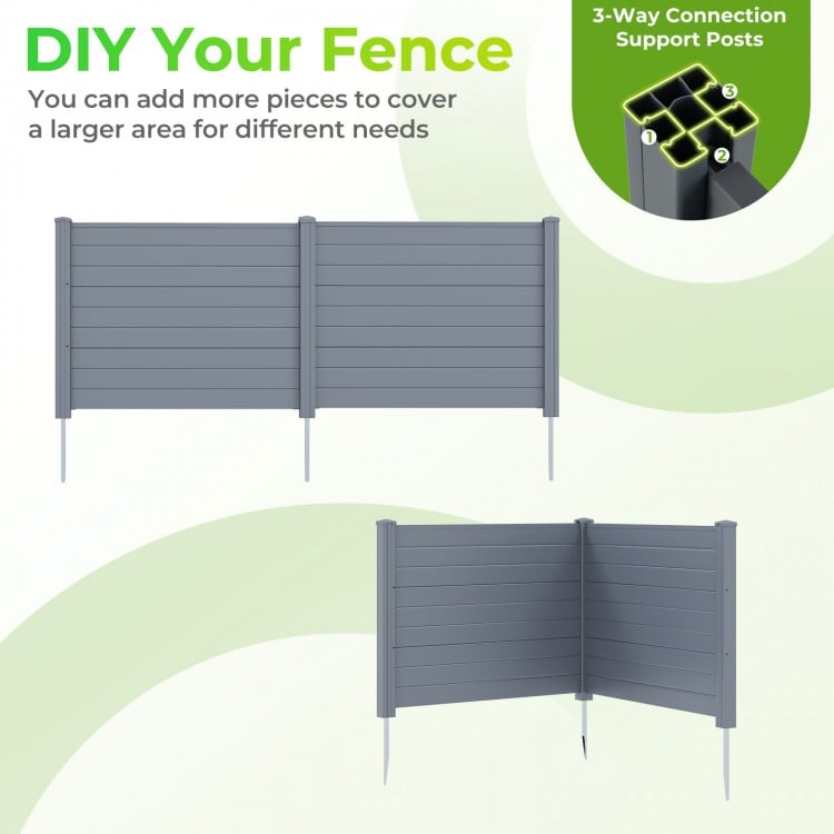 48 x 38 Inch Air Conditioner Fence 2 Panels with Metal Ground Stakes-Gray