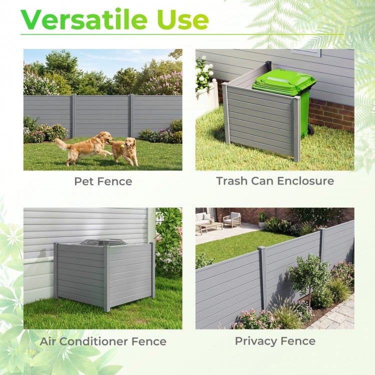 48 x 38 Inch Air Conditioner Fence 2 Panels with Metal Ground Stakes-Gray