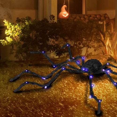 HOMCOM 3.25 Outdoor Halloween Decoration, Light-up Oversized Spider Halloween Prop With Light Up Bendable Legs 